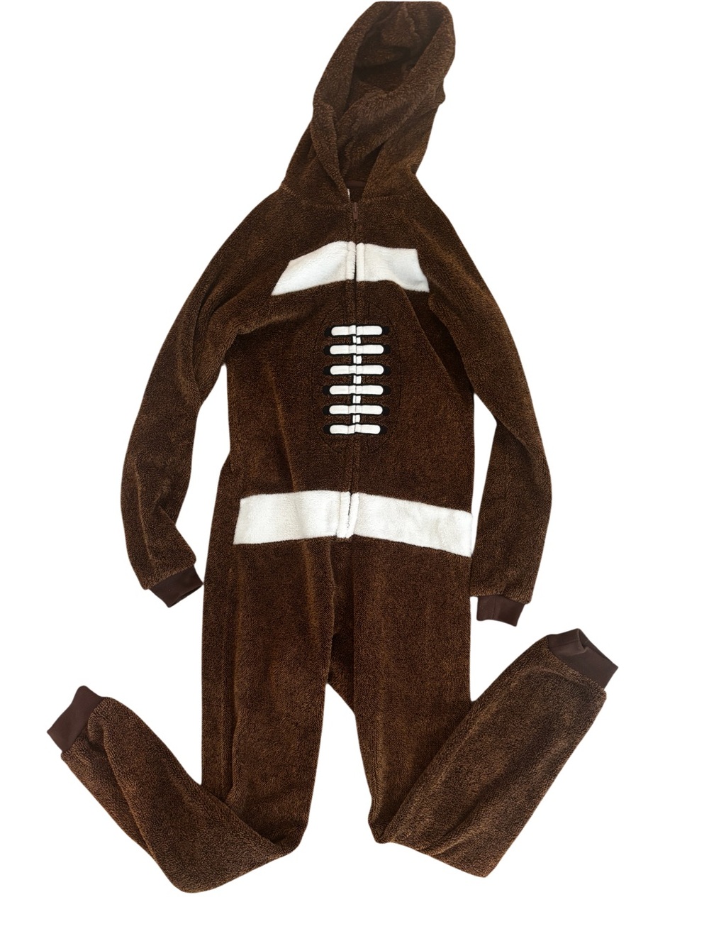 Youth M Football Plush Hooded onesie pajamas